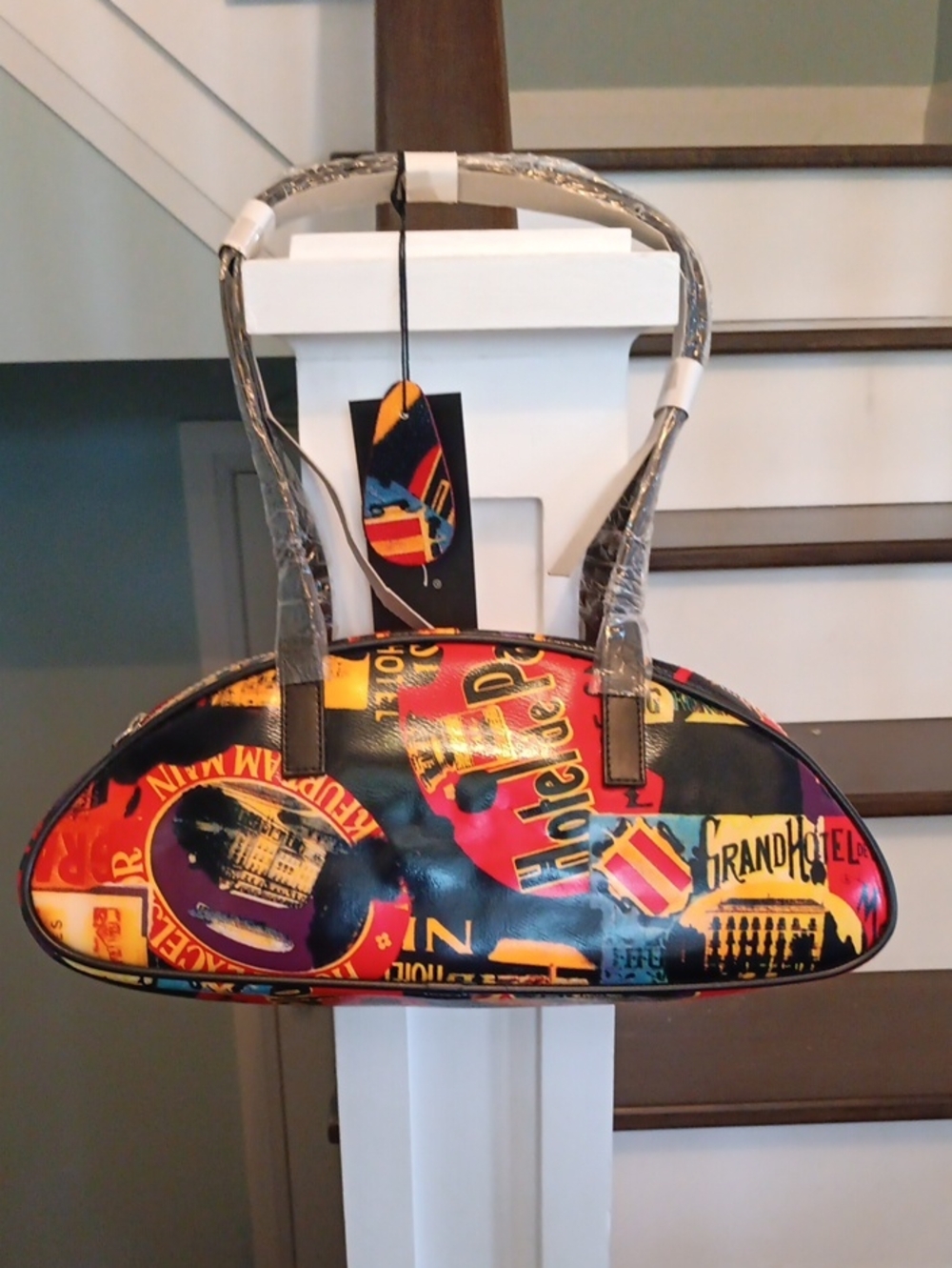 & Biyibi Collection Paris Hotel Print Dome Satchel Handbag